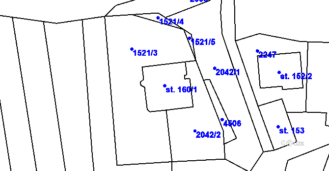Parcela st. 160/1 v KÚ Louka u Ostrohu, Katastrální mapa