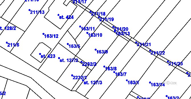 Parcela st. 163/9 v KÚ Louka u Ostrohu, Katastrální mapa
