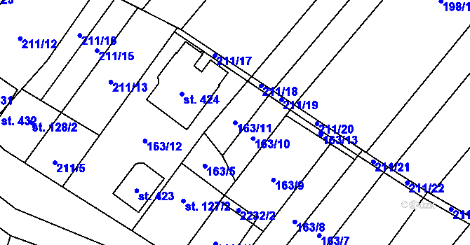 Parcela st. 163/11 v KÚ Louka u Ostrohu, Katastrální mapa