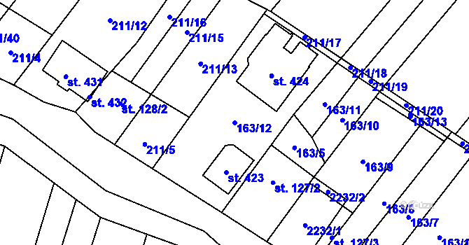 Parcela st. 163/12 v KÚ Louka u Ostrohu, Katastrální mapa