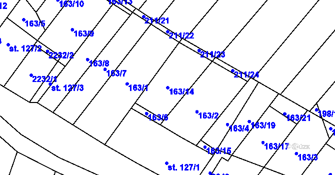 Parcela st. 163/14 v KÚ Louka u Ostrohu, Katastrální mapa