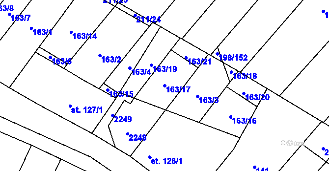 Parcela st. 163/17 v KÚ Louka u Ostrohu, Katastrální mapa