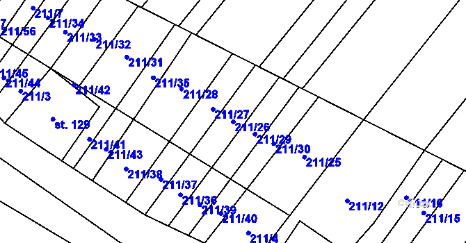 Parcela st. 211/26 v KÚ Louka u Ostrohu, Katastrální mapa