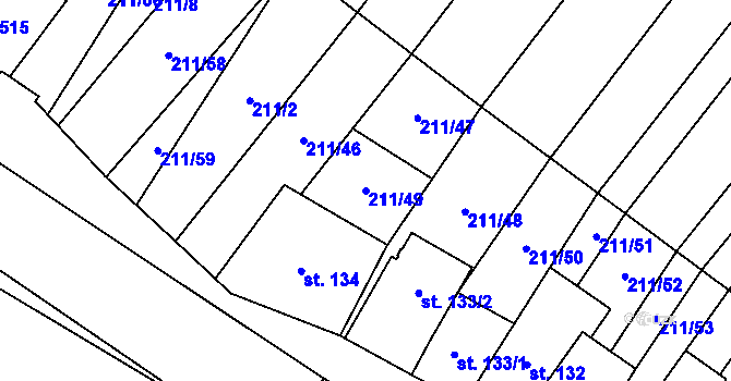 Parcela st. 211/49 v KÚ Louka u Ostrohu, Katastrální mapa