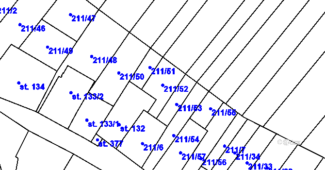 Parcela st. 211/52 v KÚ Louka u Ostrohu, Katastrální mapa