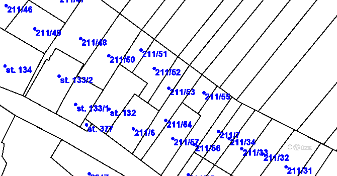 Parcela st. 211/53 v KÚ Louka u Ostrohu, Katastrální mapa