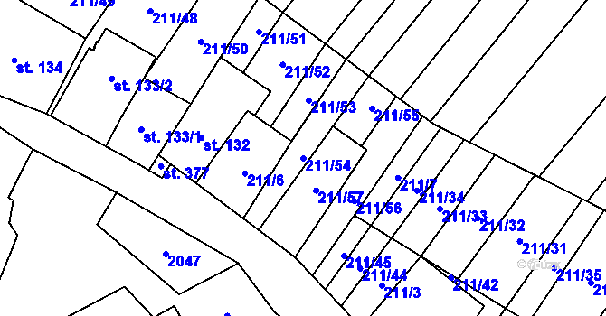 Parcela st. 211/54 v KÚ Louka u Ostrohu, Katastrální mapa