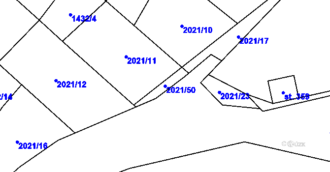 Parcela st. 2021/50 v KÚ Louka u Ostrohu, Katastrální mapa