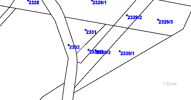 Parcela st. 2330/2 v KÚ Louka u Ostrohu, Katastrální mapa