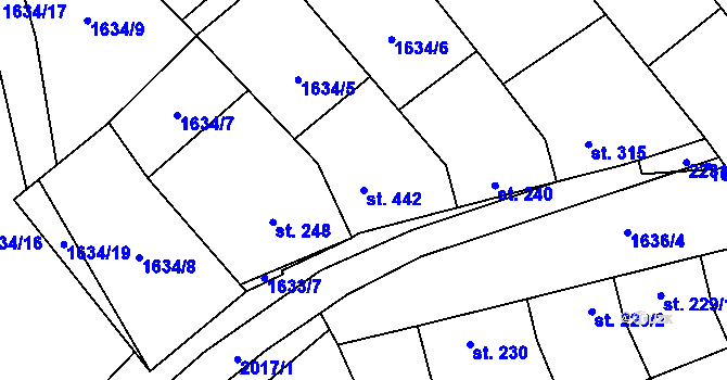 Parcela st. 442 v KÚ Louka u Ostrohu, Katastrální mapa