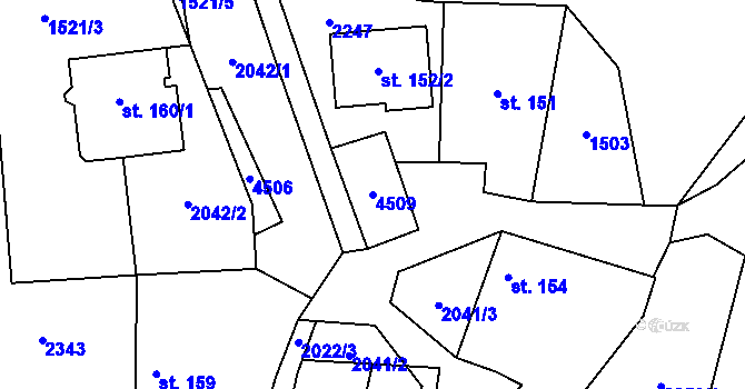 Parcela st. 4509 v KÚ Louka u Ostrohu, Katastrální mapa