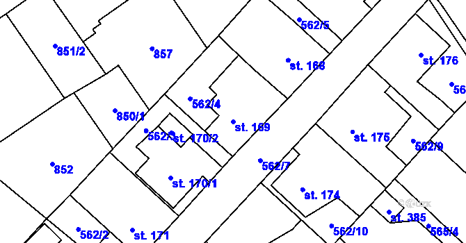 Parcela st. 169 v KÚ Louka u Litvínova, Katastrální mapa