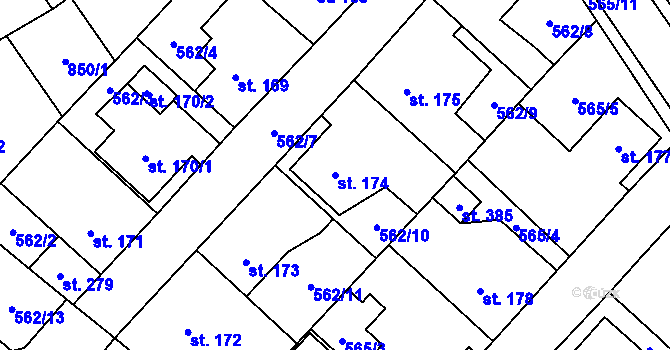 Parcela st. 174 v KÚ Louka u Litvínova, Katastrální mapa