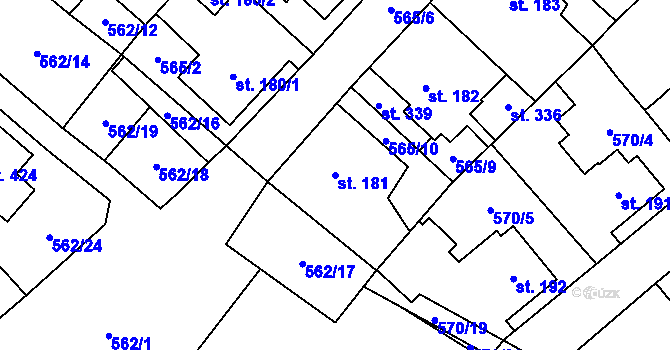Parcela st. 181 v KÚ Louka u Litvínova, Katastrální mapa