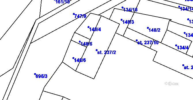 Parcela st. 237/2 v KÚ Louka u Litvínova, Katastrální mapa