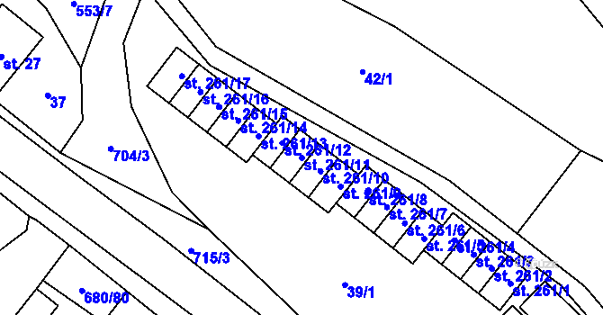 Parcela st. 261/11 v KÚ Louka u Litvínova, Katastrální mapa