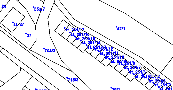 Parcela st. 261/13 v KÚ Louka u Litvínova, Katastrální mapa