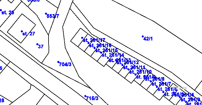 Parcela st. 261/14 v KÚ Louka u Litvínova, Katastrální mapa