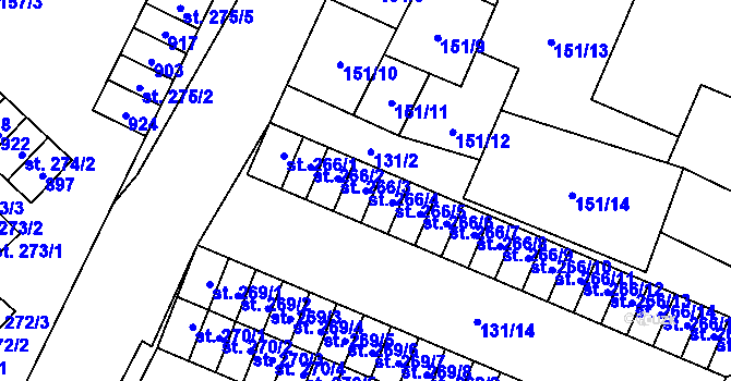 Parcela st. 266/4 v KÚ Louka u Litvínova, Katastrální mapa