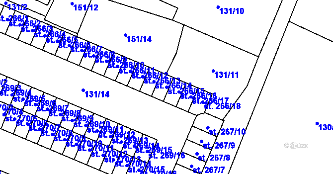 Parcela st. 266/15 v KÚ Louka u Litvínova, Katastrální mapa