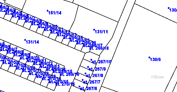 Parcela st. 266/18 v KÚ Louka u Litvínova, Katastrální mapa