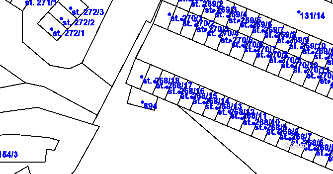 Parcela st. 268/16 v KÚ Louka u Litvínova, Katastrální mapa