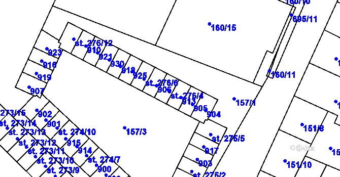 Parcela st. 276/4 v KÚ Louka u Litvínova, Katastrální mapa