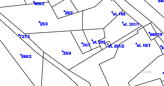 Parcela st. 25/7 v KÚ Louka u Litvínova, Katastrální mapa
