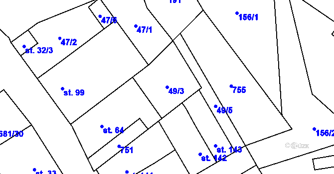 Parcela st. 49/3 v KÚ Louka u Litvínova, Katastrální mapa