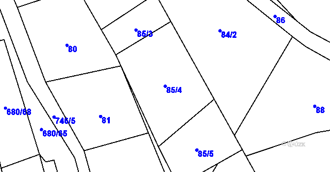 Parcela st. 85/4 v KÚ Louka u Litvínova, Katastrální mapa