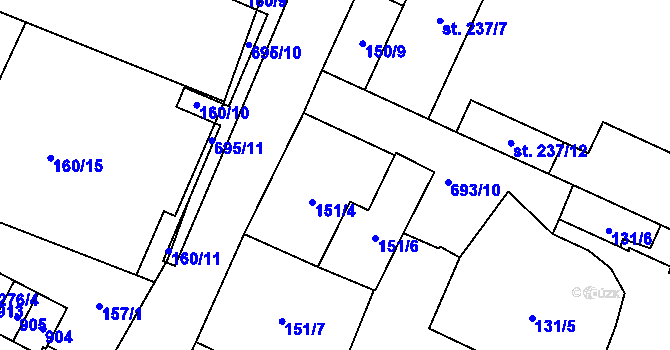Parcela st. 151/4 v KÚ Louka u Litvínova, Katastrální mapa