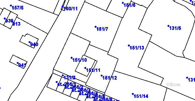 Parcela st. 151/9 v KÚ Louka u Litvínova, Katastrální mapa