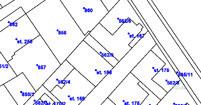 Parcela st. 562/5 v KÚ Louka u Litvínova, Katastrální mapa