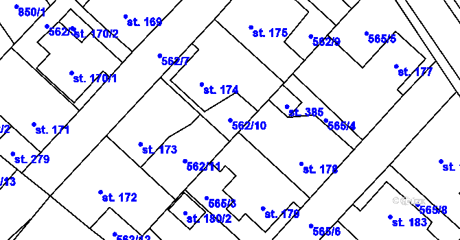 Parcela st. 562/10 v KÚ Louka u Litvínova, Katastrální mapa