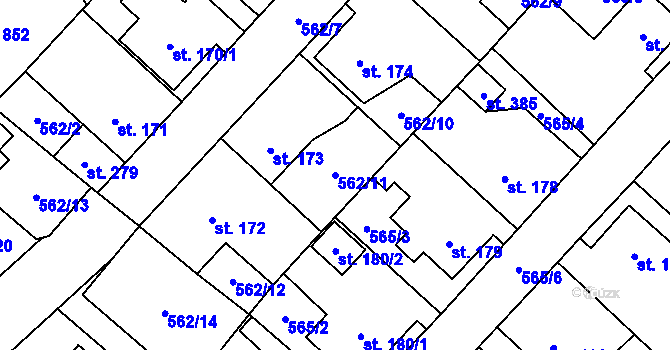 Parcela st. 562/11 v KÚ Louka u Litvínova, Katastrální mapa