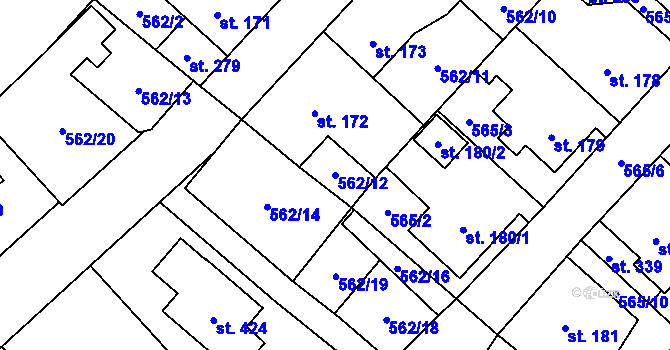 Parcela st. 562/12 v KÚ Louka u Litvínova, Katastrální mapa
