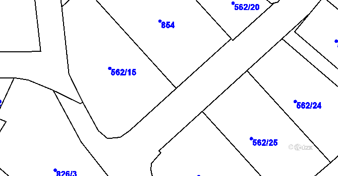Parcela st. 562/15 v KÚ Louka u Litvínova, Katastrální mapa