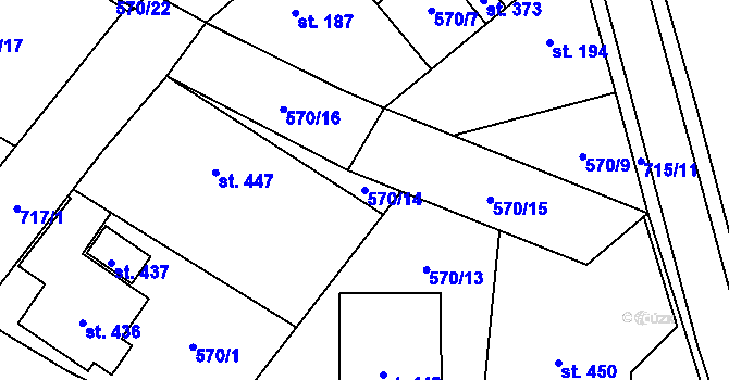 Parcela st. 570/14 v KÚ Louka u Litvínova, Katastrální mapa