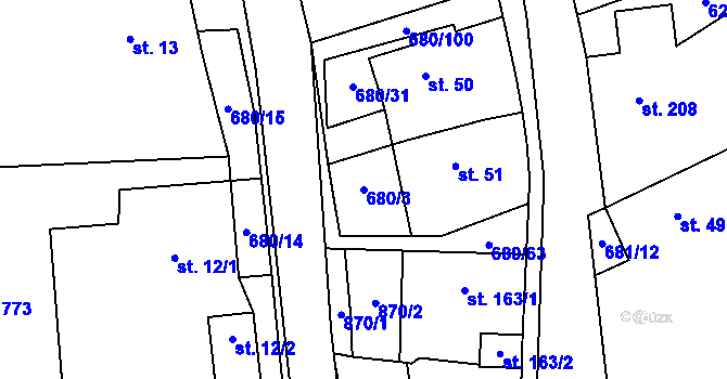 Parcela st. 680/3 v KÚ Louka u Litvínova, Katastrální mapa