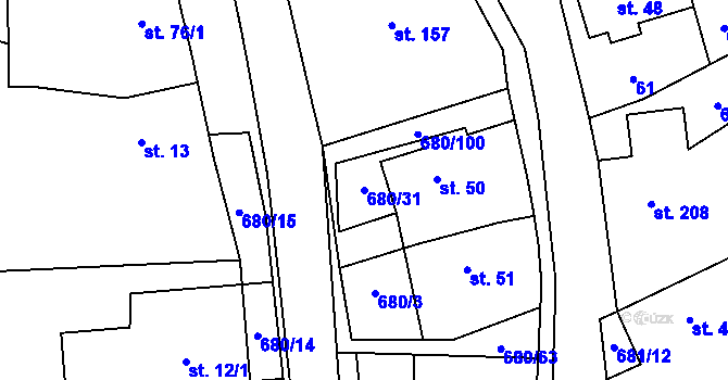 Parcela st. 680/31 v KÚ Louka u Litvínova, Katastrální mapa