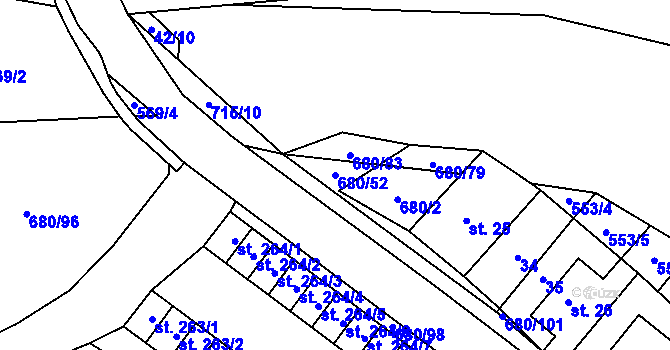 Parcela st. 680/52 v KÚ Louka u Litvínova, Katastrální mapa