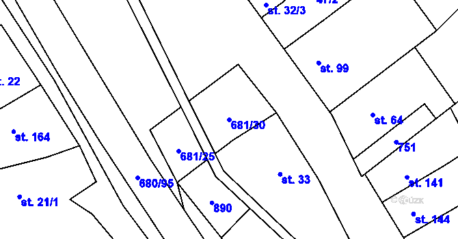 Parcela st. 681/30 v KÚ Louka u Litvínova, Katastrální mapa