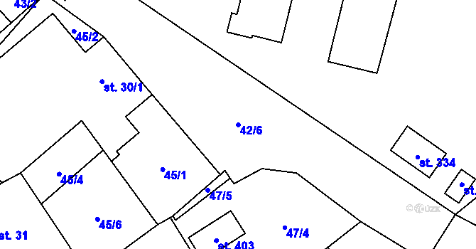 Parcela st. 42/6 v KÚ Louka u Litvínova, Katastrální mapa