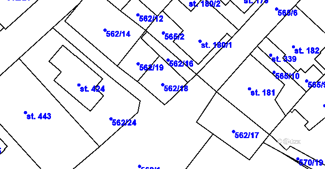 Parcela st. 562/18 v KÚ Louka u Litvínova, Katastrální mapa