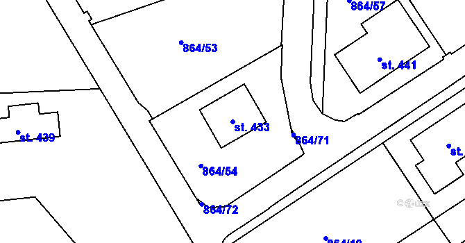 Parcela st. 433 v KÚ Louka u Litvínova, Katastrální mapa
