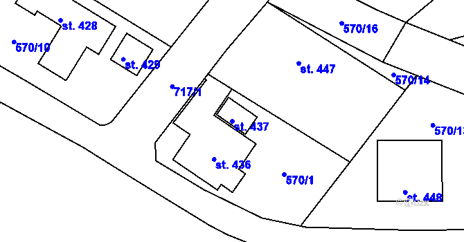 Parcela st. 437 v KÚ Louka u Litvínova, Katastrální mapa