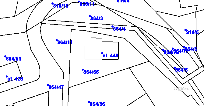Parcela st. 449 v KÚ Louka u Litvínova, Katastrální mapa
