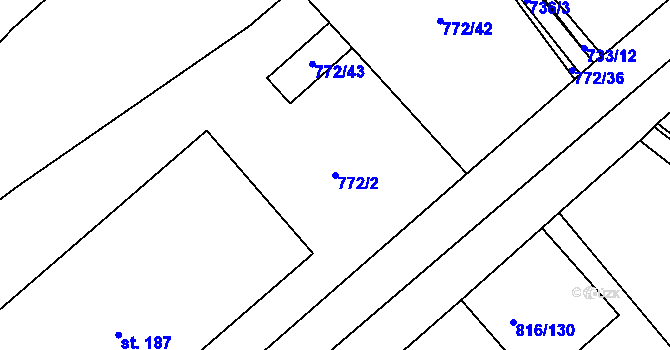 Parcela st. 772/2 v KÚ Loukov u Mnichova Hradiště, Katastrální mapa