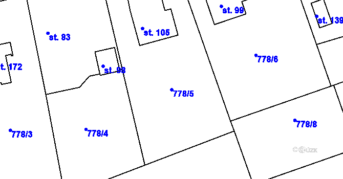 Parcela st. 778/5 v KÚ Loukov u Mnichova Hradiště, Katastrální mapa