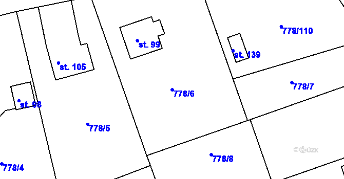 Parcela st. 778/6 v KÚ Loukov u Mnichova Hradiště, Katastrální mapa